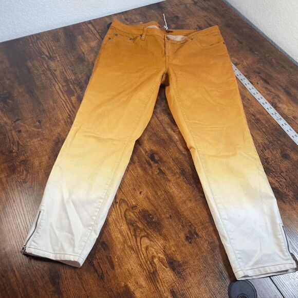 Prana Jett Capri‎ Pant Jeans Womens 9/32 Golden Ombre Stretch Zip Ankle Stretch - Picture 1 of 5
